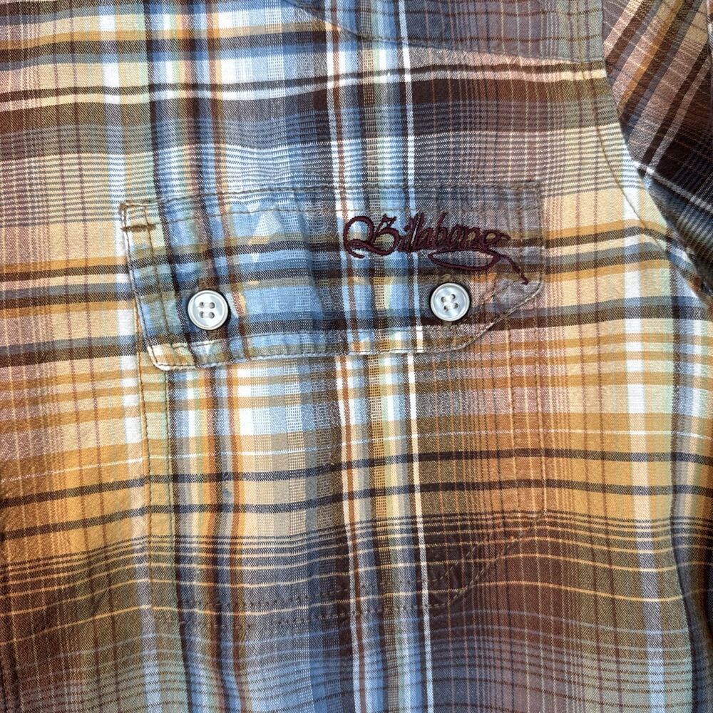 Billabong Punk Mens Slim Fit Button Up Shirt M Plaid Long Sleeve Y2K Retro Surf - Picture 3 of 10